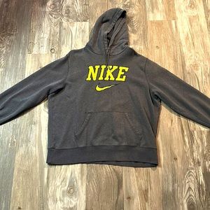 XXL Throw Over Dark Grey Hoodie with Neon “NIKE” and Swoosh.